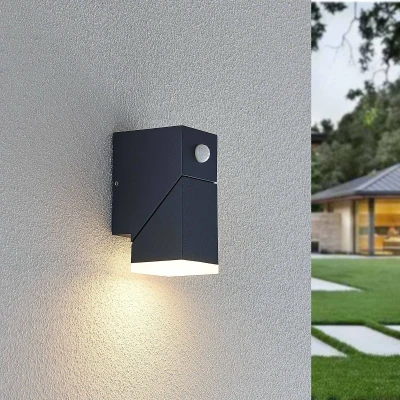 Afbeelding van Lindby LED wandlamp buiten 1licht aluminium, kunststof H: 14.5 cm donkergrijs, wit gesatineerd Inclusief lichtbron