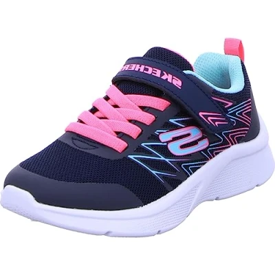 Afbeelding van Skechers Microspec Bold Delight Sneakers voor meisjes, Navy Mesh Hot Pink Trim, 29 EU