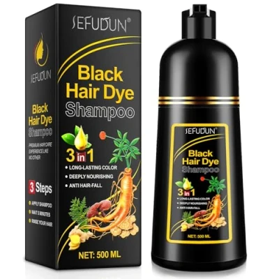 Afbeelding van Onmiddellijke haarkleuring shampoo, zwart, natuurlijk en duurzaam, voor mannen vrouwen, 500 ml