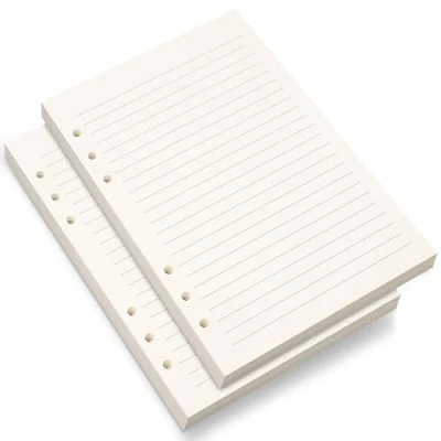 Afbeelding van 2 vellen A5 gelinieerd papier, 6 gaten, navullingen voor agenda, map, kranten, notities, 8 mm gelinieerde losse vellen, 80 vellen/160 pagina&#039;s, beige (2)