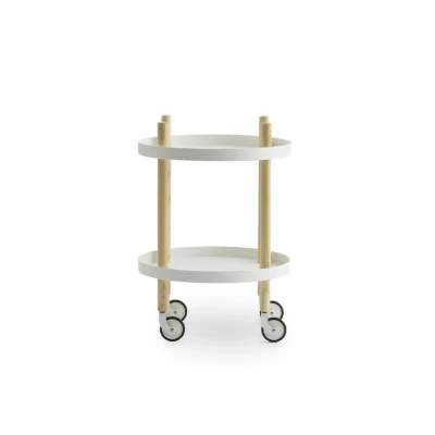 Afbeelding van Normann Copenhagen Block Bijzettafel Trolley Wit H 64 x Ø 45 cm