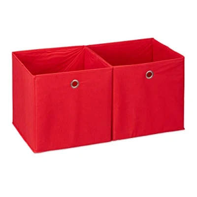 Afbeelding van Relaxdays opbergbox set van 2 stof opvouwbaar speelgoed opbergmand opbergen rood