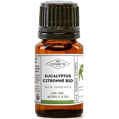 Afbeelding van biologische AB etherische citroeneucalyptusolie uit landbouw HEBBD/HECT chemotype 100% zuivere en natuurlijke samenstelling MY COSMETIK 30 ml