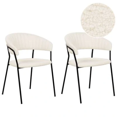 Afbeelding van MARIPOSA Eetkamerstoel set van 2 Off white Fluweel