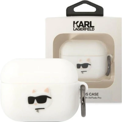 Afbeelding van Karl Lagerfeld KLAPRUNCHH hoesje voor AirPods Pro wit Siliconen Choupette Head 3D