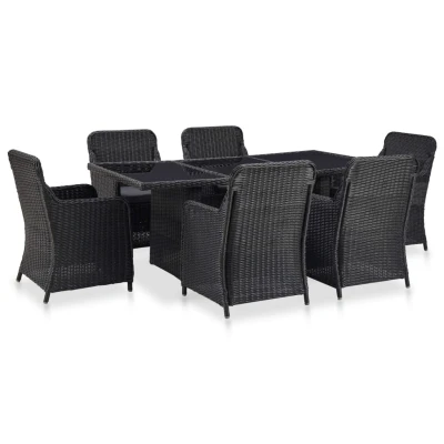 Afbeelding van 7 delige Tuinset poly rattan zwart