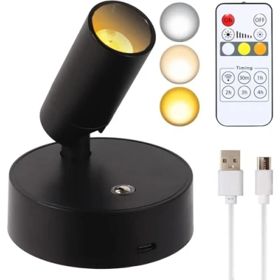 Afbeelding van SVELNIO Binnenspot met afstandsbediening voor binnen, draadloze fotolamp, werkt op batterijen, timer, dimbaar, binnenwandlamp om te plakken kunstwerken, planten,