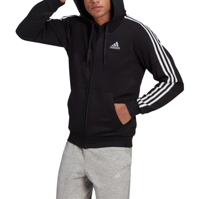 Afbeelding van Essentials Fleece 3 Stripes Vest Heren Black 990 S Zwart Sportvest