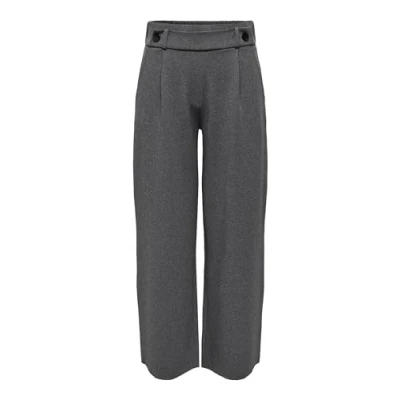 Image de JdY Jdygeggo New Long Pant JRS Noos Pantalon plissé pour femme, Mélange de gris moyen/détail : boutons noirs, L / 32L