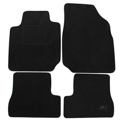 Afbeelding van J&amp;J AUTOMOTIVE Op maat gemaakte zwarte fluwelen vloermat voor Micra K12 2003 2009, nauwkeurige pasvorm, antislip onderkant, versterkt in het pedaalgebied