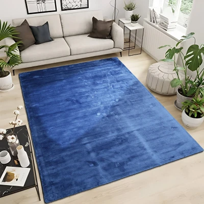 Afbeelding van Vloerkleed Vanessa Navy Blauw Luxe Viscose Laagpolig Modern Tapijt Rechthoek 160x230 cm