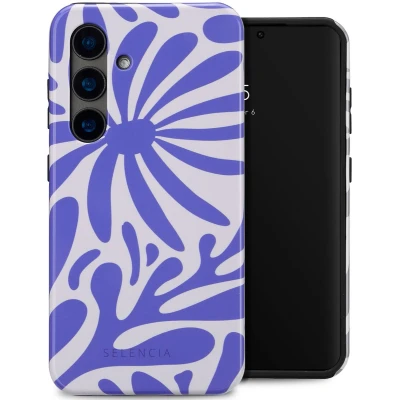 Afbeelding van Selencia Hoesje Geschikt voor Samsung Galaxy S24 Vivid Backcover Modern Bloom Sapphire Blue