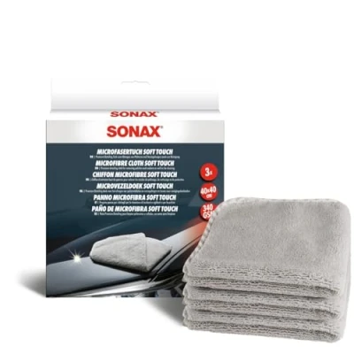 Image de SONAX Lot de 3 chiffons nettoyage en microfibre doux au toucher pour vernis, scellants et tout l&#039;intérieur Réf. article 04510000