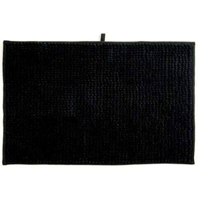 Image de MSV Tapis de Bain Douche „Chenille“ Poils Longs Microfibres Moelleux Anti dérapant 60x90 cm Noir
