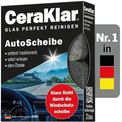 Afbeelding van abrazo CeraKlar Autoruitenreiniger, 2 stuks, krasbestendig, voor snelle reiniging, buitenspons