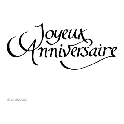 Image de Tampon bois Joyeux anniversaire 7,3 x 3,6 cm
