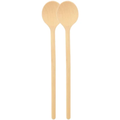 Afbeelding van teemando® Set van 2 ronde houten keukenlepels 20 cm voor koken en bakken