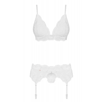 Afbeelding van Obsessive 3 Delige Kanten Jarretel Set Wit