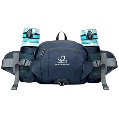 Afbeelding van Waterfly Heuptas voor wandelen, met bidonhouder, hardlooptas, geschikt kamperen, klimmen, reizen, fietsen en hondenuitlaten (donkerblauw)