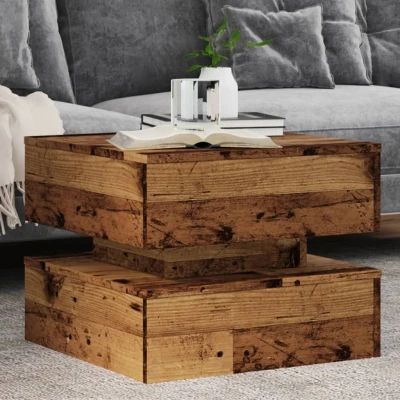 Afbeelding van vidaXL Salontafel met LED verlichting 50x50x40 cm oud houtkleurig