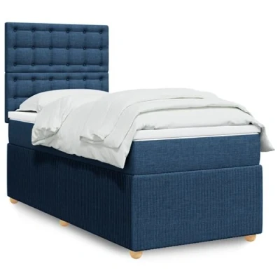 Image de vidaXL Sommier à lattes de lit avec matelas Bleu 80x200 cm Tissu