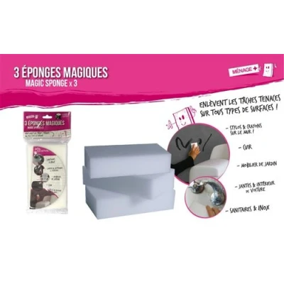 Image de Lot De 3 Eponges Magiques Enleve Les Taches Tenaces Menage Entretie