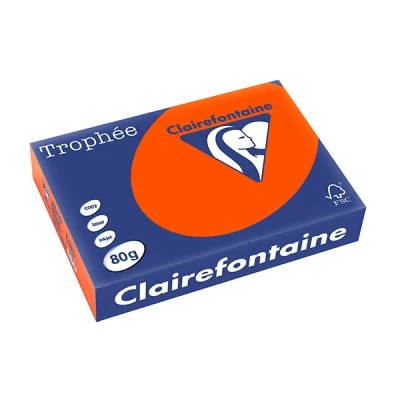 Image de Clairefontaine Trophée 107 micromètres orange intense A4 (210 x 297 mm) 80 g/m² 500 feuille(s) zéro plastique papier teinté