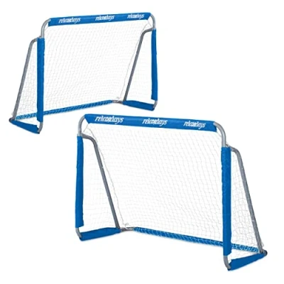 Afbeelding van Relaxdays voetbaldoel tuin set van 2 voetbalgoals kinderdoel metaal doelen met net