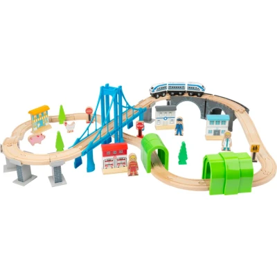 Afbeelding van Junior collectie complete houten treinbaan met brug