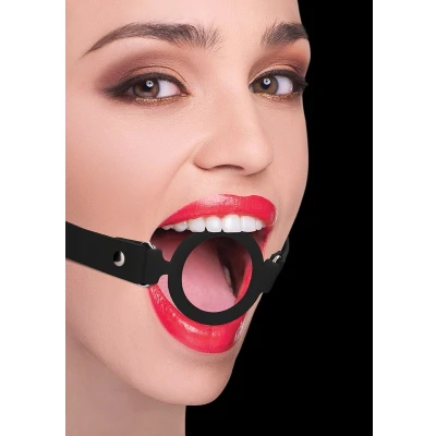 Afbeelding van Shots Ouch! Siliconen Ring Gag met Leren Bandjes black