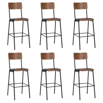 Afbeelding van Barstoelen 6 st massief multiplex staal