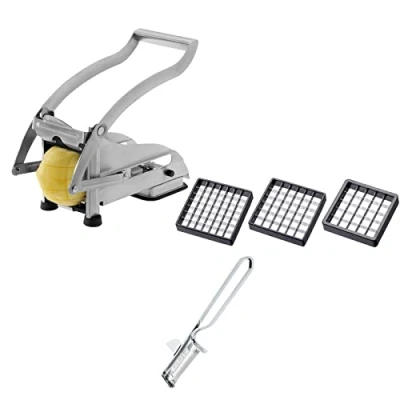Afbeelding van Westmark 118122E7 Frietsnijder en aardappelschiller, 2 delige set, voor fingerfood, groenten, fruit met 3 Pomfri Perfect snijinzetstukken Famos dunschiller