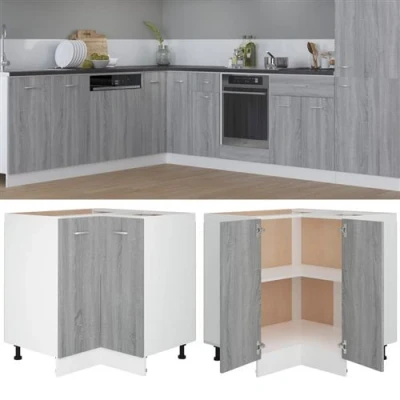 Afbeelding van vidaXL Keukenkastje 75,5x75,5x81,5 cm bewerkt hout grijs sonoma eiken