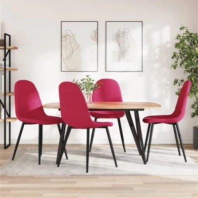 Afbeelding van Eetkamerstoelen 4 st fluweel wijnrood