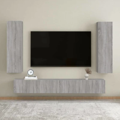 Afbeelding van Tv wandmeubels 2 st 30,5x30x110 cm grijs sonoma eikenkleurig