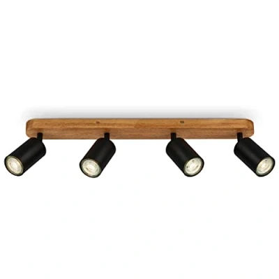 Afbeelding van BRILONER ceiling lamp light vintage industrial 4xGU10 9W black wood