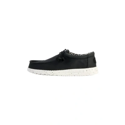 Afbeelding van Hey Dude Wally Sportieve veterschoenen, Heren, Maat: 42, Noir blanc Textiel