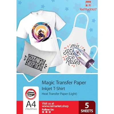 Afbeelding van Raimarket 5 vellen transferpapier voor lichte stof (magisch papier) het afdrukken op om zelf te maken, laat je creativiteit de vrije loop (5)