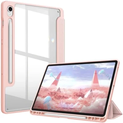 Afbeelding van FINTIE Dunne hybride hoes voor Samsung Galaxy Tab S9 11 inch model 2023 (SM X710/X716/X718) met S penhouder, transparante achterkant, automatische slaap /waakfunctie, roségoud