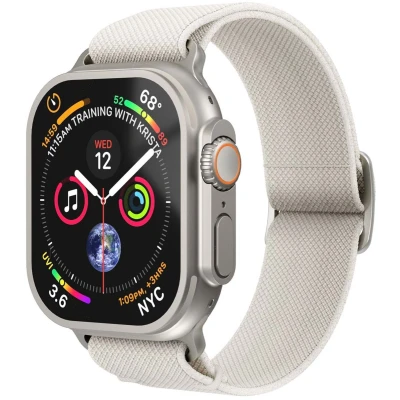 Afbeelding van Vonmählen Klassiek nylon polsbandje voor Apple Watch 38 40 41 mm Beige (Nylon), Horlogebandjes,