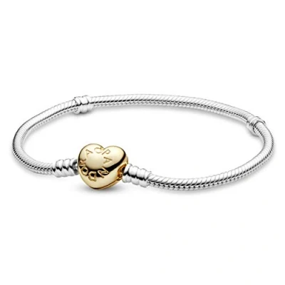 Afbeelding van Pandora Icons Shine Heart Clasp armband met 14 karaats vergulde sluiting, Sterling zilver, Geen edelsteen