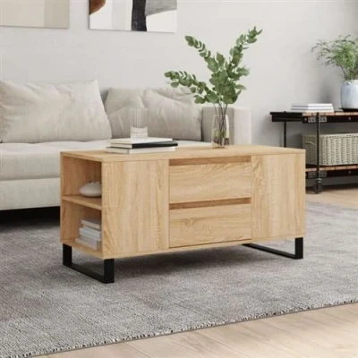 Afbeelding van Salontafel 102x44,5x50 cm bewerkt hout sonoma eikenkleurig
