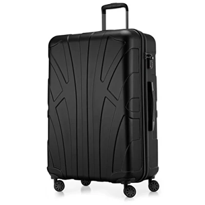 Afbeelding van Suitline grote harde koffer trolley, reiskoffer check in bagage, TSA, 76 cm, ca. 86 liter, 100% ABS mat zwart
