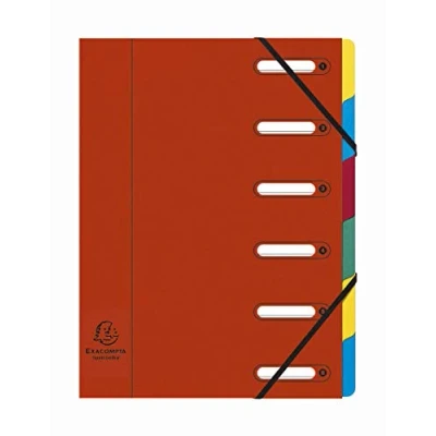 Afbeelding van Exacompta Ref. 55065E 1 sorteermap HARMONIKA met elastieken en uitgesneden vensters omslag van glanzend karton uittrekbare achterkant 6 vakken voor A4 afmetingen 24,5 x 32 cm kleur