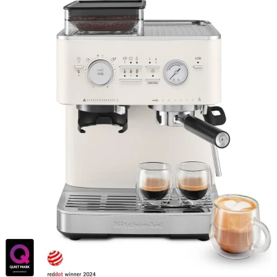 Afbeelding van KitchenAid Halfautomatische Espressomachine Met Koffiemolen Wit