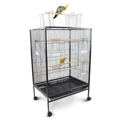 Afbeelding van Mobiclinic Ninfa Vogelkooi 8 poorten Eet en drinkbakken 95 x 43 61,5 cm Met accessoires wielen Uitneembare lade