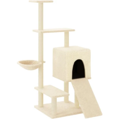Afbeelding van vidaXL Kattenmeubel met sisal krabpalen 130,5 cm crèmekleurig