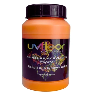 Afbeelding van UV FLOOR Acrylverf, neonoranje Speciaal zwart en ultraviolet licht Flashy Vloeibaar ultra gepigmenteerd Fluorescerend 250ml