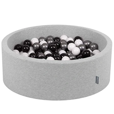Afbeelding van KiddyMoon ballenbad OK30D, 90x30cm, 200 ballen ∅7cm, rond met kleurrijke voor baby&#039;s en kinderen, lichtgrijs