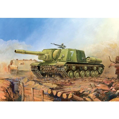 Afbeelding van 1:35 Zvezda 3532 ISU 152 Soviet Self propelled Gun Plastic Modelbouwpakket